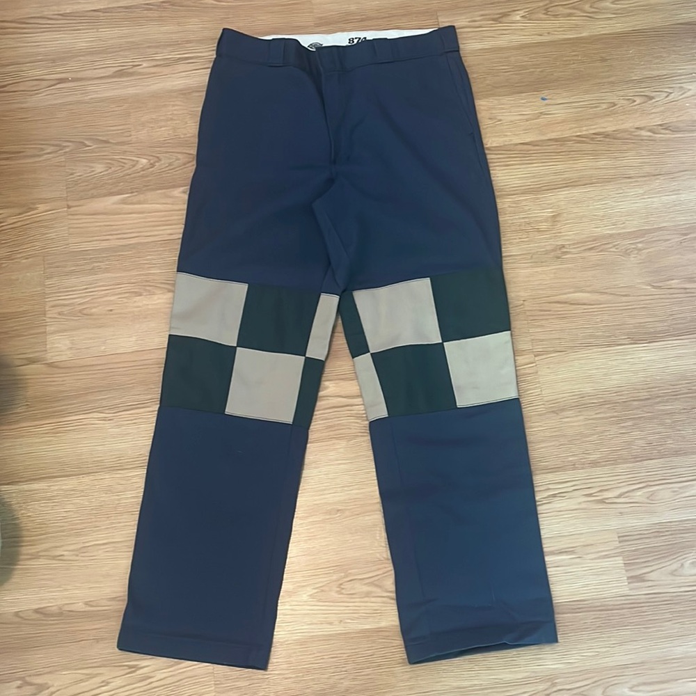 Brain Dead x Dickies 874 Pant Size 36 Checkered Color Block Navy Tan Green